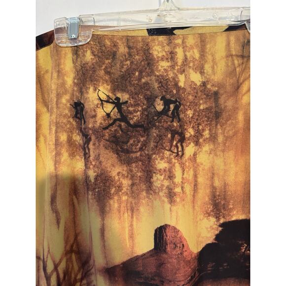 Silk Club Collection Skirt 14 Silk Safari Brown Yellow Midi - Picture 9 of 15